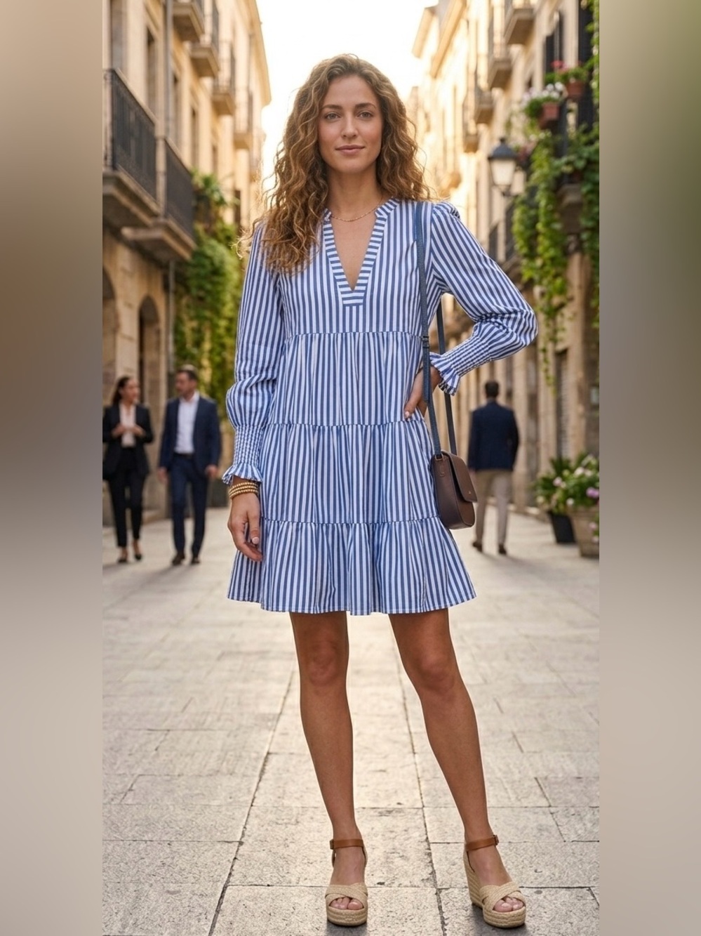 Pomander Place Tuckernuck Blue White Stripe Kenzo Smocked Sleeve Dress M